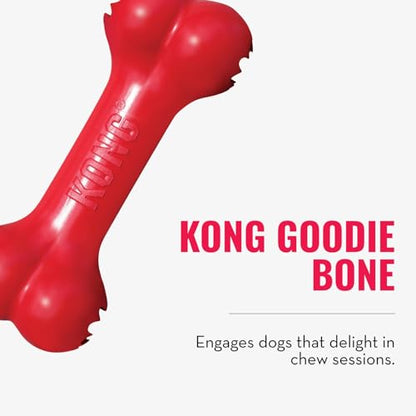 KONG Goodie Bone & Flyer - Dog Toys to Enrich Playtime - Dog Bone & Soft Throwing Disc Support Mental Engagement - Rubber Bone for Treats - Rubber Flying Disc with Dynamic Rebound - for Large Dogs - size: Large