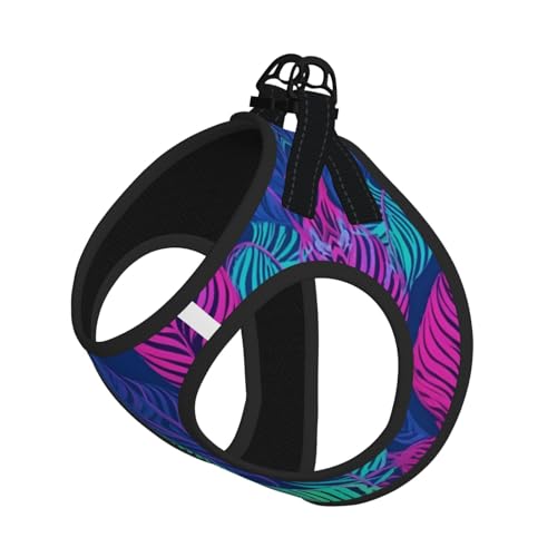 Colorful Leaves Printing Dog Summer Harness,Soft Light Puppy Vest,Breathable Pet Harness Reflective for Easy Walking - color: Without Accessories, size: Medium
