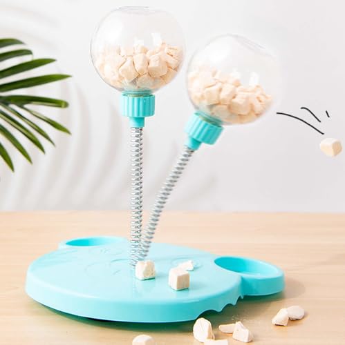 Interactive Treat Leaking Toy, Pet Toy Treat Dispenser, Interactive Puzzle Toy for Cats & Dogs, Slow Feeder, Food Dispensing Toy for Pet Entertainment & Mental Stimulation (Blue) - color: Blue