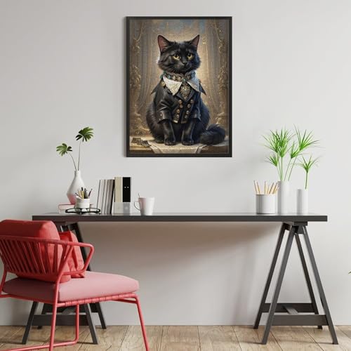 Gothic Cat 1000-Piece Wooden Jigsaw Puzzle, Dark Whimsical Cat Illustration, Cozy Indoor Fun, Creative Brain-Training Activity - color: #10