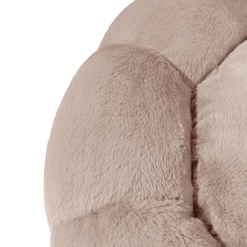 Sherry Kline Pets “Daisy Round” Donut Shape Calming Bed for Dogs and Cats, from Soft Faux Fur, Available in 4 Sizes, Machine Washable - color: Taupe, size: Small