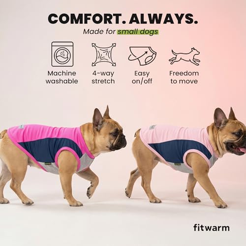 Fitwarm 2 Pack UPF 50+ UV Sun Protection Dog Shirt, Lightweight Breathable Cooling Vest, Quick Dry Dog Summer Clothes for Small Dogs Boy Girl, Reflective Label Pet Cat Outfit, Pink, Small - color: Rose Red-Pink, size: Small