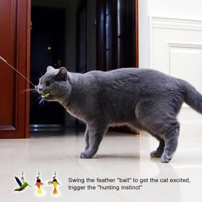 TTcat Cat Feather Toys Replacement,3 Pcs Hummingbird Insect Feathers Refills for Cat Wands. - color: 3Pcs (Insects+Hummingbird)