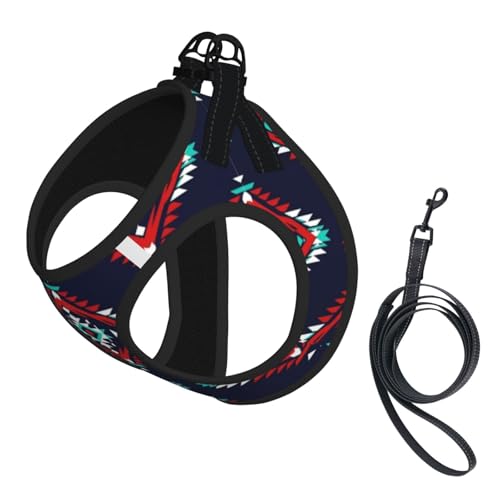Outdoor Dog Harness with Handle Strap, Aztec Native American Pattern, Heavy Duty Reflective No Pull Vest, Hiking Hunting Gear for Large Breeds - color: Design (593), size: Small