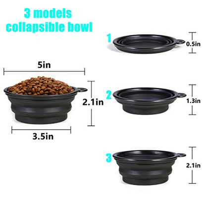 Collapsible Dog Bowl,2 Pack Portable and Foldable Pet Travel Bowls Collapsable Dog Water Feeding Bowls Dish for Dogs Cats and Small Animals,with Lids (Small, Black+White) - color: Black+White