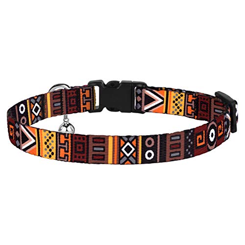 CollarDirect Cat Collar Breakaway with Removable Bell Set of 2 PCS - color: Aztec Brown + Aztec Green