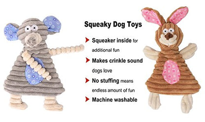 No Stuffing Dog Toys with Squeaker, Durable Dog Chew Toys, Small Dogs & Puppies, Rabbit & Elephant - size: Rabbit & Elephant