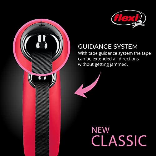 FLEXI® Classic XS Tape Retractable Dog Leash (Red)-10 ft for Extra Small, Tiny Dogs up to 26 lbs| Ultra Compact Pocket-Size, 3-Finger Grip, German Quality| Tangle-Free, One-Hand Brake, Pause & Lock - color: Red, size: X-Small - 10 Feet (Tape)