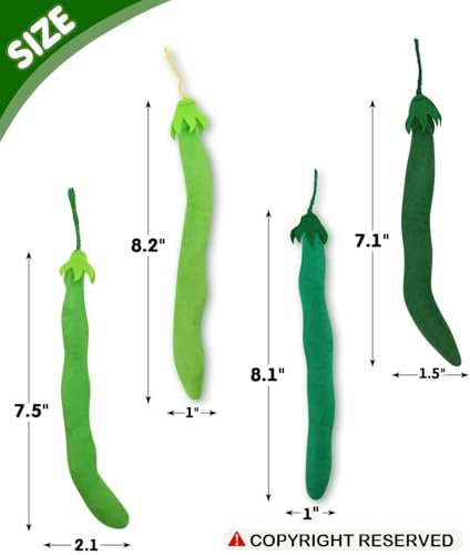 CiyvoLyeen Catnip Toy, Green Bean Cat Toys Kitten Supplies Interactive Kicker Vegetables Vegan Dental Health Teething Chew Gift for Cat Lovers Indoor 4PCS - color: Bean - 4Pcs