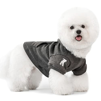 Dog Hoodie Fleece Puppy Clothes Warm Sweater with Hat for Small Dogs Cat Hooded Shirt Kitten Pet Basic Hoodies Sweatshirt with Pocket Doggie Soft Winter Coat Apparel (Grey; L) - color: Grey, size: L-(9~17lb) | Chest(~17.7")