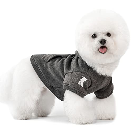 Dog Hoodie Fleece Puppy Clothes Warm Sweater with Hat for Small Dogs Cat Hooded Shirt Kitten Pet Basic Hoodies Sweatshirt with Pocket Doggie Soft Winter Coat Apparel (Grey XL) - color: Grey, size: XL-(15~24lb) | Chest(~20.8")