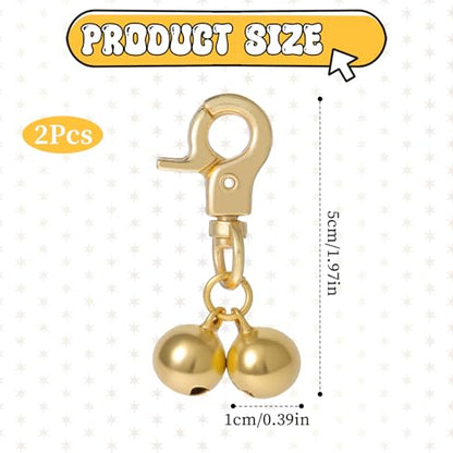 Xthrotsenk 2 Pcs Gold Bells for Dog Collars Cat Bell for Pet Collar Pet Bell with Heavy Duty Snap Clips Pet Pendant Accessories Pet Christmas Gift Training Pet Collar Charms