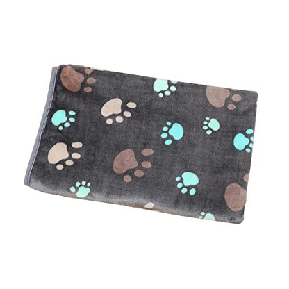 DOOVID Pet Blanket Fluffy Fleece Pet Mat Doggy Flannel Blanket Dog Cat Cute Paw Print Pet Blankets Grey Paw Medium(30''*20'') - color: Grey Paw, size: Medium(30''*20'')