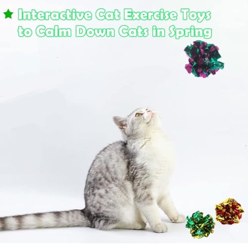 Mylar Crinkle Balls Cat Toys Interactive Crinkle Cat Toy Balls Independent Pet Kitten Cat Toys for Fat Cats Kittens Exercise, Soft and Right Size (6 Pack) - size: 6 Pack