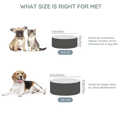 SPUNKYJUNKY 13.5OZ Ceramic Dog and Cat Bowl, Modern Cute Weighted Food Water Bowl for Replacement White-Grey (1 Pack) - color: White-grey, size: 1.7 CUPS