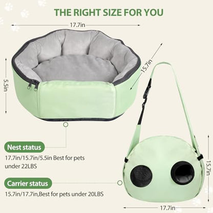 2-in-1 Pet Sling Carrier & Bed, Convertible Cat Travel Bag with Machine Washable Cover, Breathable Mesh & Hand-Washable Support Pad, Airline Approved for Cats & Small Dogs Up to 22lbs - color: G