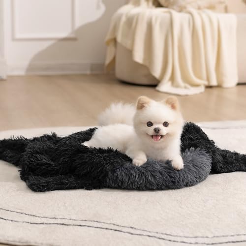 gogobunny Waterproof Dog Blanket for Couch & Furniture Protection - Super Soft Reversible Throw for Large Dogs & Cats, Calming Washable Fur & Sherpa Pet Blanket (25x35 Inch, Black) - color: Black, size: 25x35 Inch (Pack of 1)