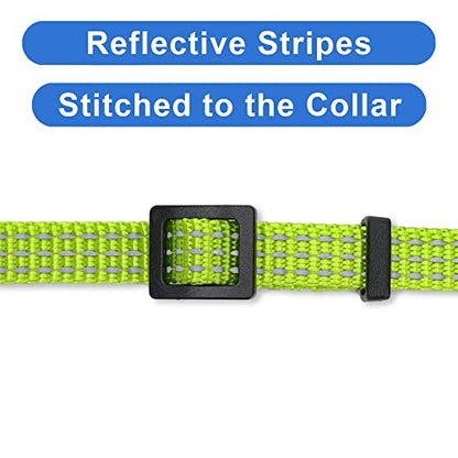 Pawtitas Reflective Green Cat Collar with Safety Buckle and Removable Bell for Kitten and Cats - color: Reflective Green