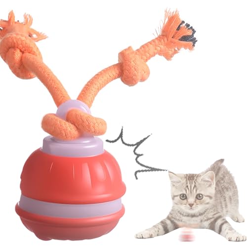 Dog Ball Toy Tail 2.0 Dog Toy, 2025 New Smart Interactive Cats Toys Ball, Squeaky Toy Electric Automatic Rolling Moving Pet Toy Balls with Rope for Cats and Medium Small Dogs Puppy (Orange, 2pcs) - color: Orange, size: 2pcs