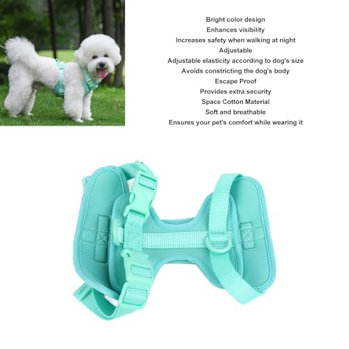 Adjustable Soft Breathable Escape Proof Dog Vest Harness, Pet Chest Harness for Small Dogs and Puppies, Bright Color Safety Design with Dual D Rings for Walking and (S) - color: Green