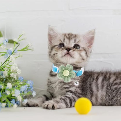 Breakaway Cat Collars with Bells, MUZIEBA Kitten Collar for Girl Boy Adjustable Safety Kitty Collars for Cats Puppy and Small Pets (Blue) - color: Blue