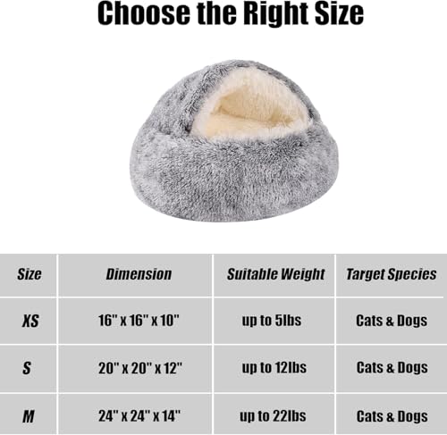 Keep Warm Lapcatz Nest Bed, Cat Bed Round Fluffy Hooded Cat Bed Cave, Anti-Slip Bottom and Machine Washable,Removable Washable Round Beds for Small Medium Pets (Coffee,70cm/27.5inch) - color: Coffee, size: 70cm/27.5inch