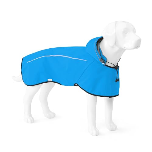 Mile High Life Dog Raincoat, Adjustable Waterproof Pet Rain Jacket, Reflective Hooded Poncho for Small Medium Large Dogs, Lightweight Breathable Pet Rain Coat (Blue,M Chest 22"-28") - color: Blue, size: Medium