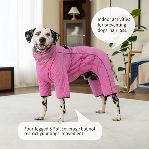 Four Legged Dog Winter Coat for Small Dogs, Warm Puppy Onesie Clothes Christmas, Reflective Turtleneck Dog Jacket with Buckles & D-Rings, Puffer Cold Weather Coat Zipper - color: Pink, size: Small