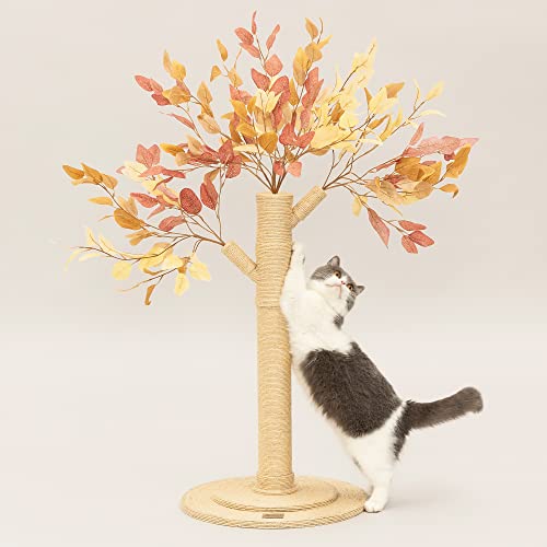 Meowoou Cat Scratching Post for Indoor Cats Adults 42 Inch Tall Cat Scratcher with Sisal Rope for Kittens and Medium Large Cats Multi-Colored - size: 42 in Post