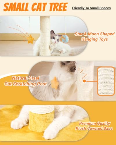 Happi N Pets Cloud Cat Tree, Cat Scratching Post with Bed, Small Cat Tree for Kittens, Cat Scratch Post with Cloud-Shaped Soft Perch & Cute Toys, Removeable Cover, Bonus Catnip - size: 22" with Scratching Post