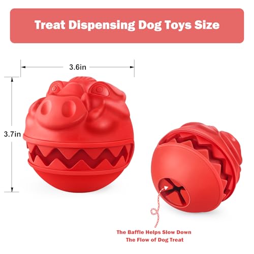 Rubber Treat Dispensing Dog Toys, Indestructible Dog Ball for Aggressive Chewers, Interactive Treat Toy for Boredom to Keep Them Busy, Large Aggressive Chew Dispensing Ball