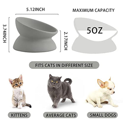 Ceramic Raised Cat Bowl, Cat Food Bowls Elevated Tilted, Ceramic Pet Bowl Whisker Friendly, Anti Vomit & Reduce Neck Burden for Food and Water (Gray) - color: Gray
