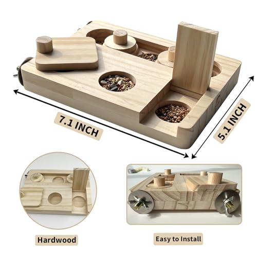 FlidRunest Wooden Bird Foraging Puzzle Toys for Parrots, Parakeet, Cockatiel, Sun Conures - Birds Interactive Mental Enrichment Toy, B ird Seed Slow Feeder Toy for Cage - size: Medium