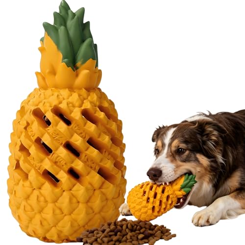 M.C.works Dog Toy Made for Aggressive Chewers, Good for Dental Health, Indestructible Pineapple Be Used for Training, Tough Treat Dispenser Toys and Easy to Clean(Giant) - size: 7.1 In