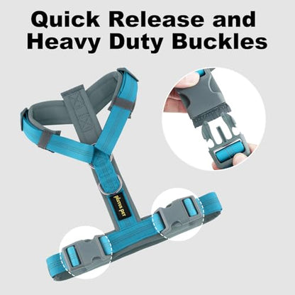 Plutus Pet No Pull Dog Harness, Adjustable Nylon Harness with Soft Padding, Reflective and Heavy Duty Dog Harness for Small, Medium, Large Dogs(Cyan, XS) - color: Cyan, size: XS