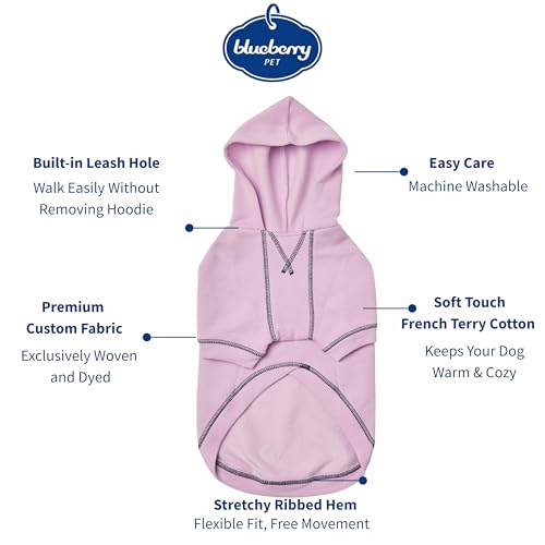 Blueberry Pet Essentials Dog Hoodie – 14 inch, Cotton‑Blend Sweatshirt with Hood, Pink Lilac, Machine‑Washable Small‑Dog Jersey - color: Dog Hoodie - Pink Lilac, size: 14 inch (Pack of 1)