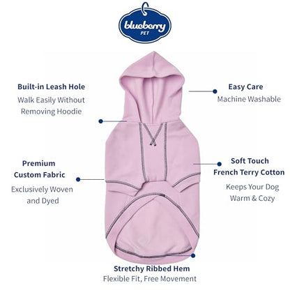 Blueberry Pet Essentials Dog Hoodie – 16 inch, Cotton‑Blend Sweatshirt with Hood, Pink Lilac, Machine‑Washable Small‑Dog Jersey - color: Dog Hoodie - Pink Lilac, size: 16 inch (Pack of 1)