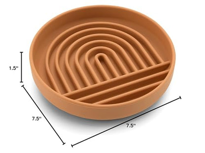 Should We Go? Slow Feeder for Dogs & Puppies, The Slowdown Bowl Silicone Slow Eating Modern Lick Mat Design, Reduces Gulping, Fits 2 Cups 7.5” Across x 1.5” Tall, Mealtime Challenge, Medium-Terracotta - color: Terracotta - Rainbow Design, size: Medium (7.