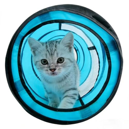 PAWISE Cat Tunnel for Indoor Cats, Collapsible Interactive Cat Toy Tube with Peek Hole, Foldable Pet Play Tent for Kittens Rabbits Small Animals, 10.5x34.5 Inches
