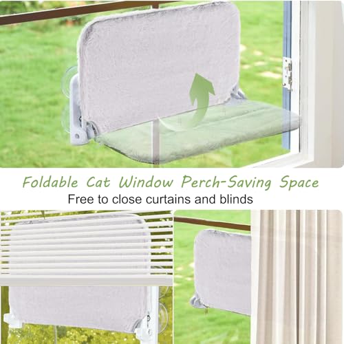 Foldable Cat Window Perch with Sturdy Frame - Plush & Breathable Hammock for Window, 360° View Perch | Indoor Kitty Window Desk