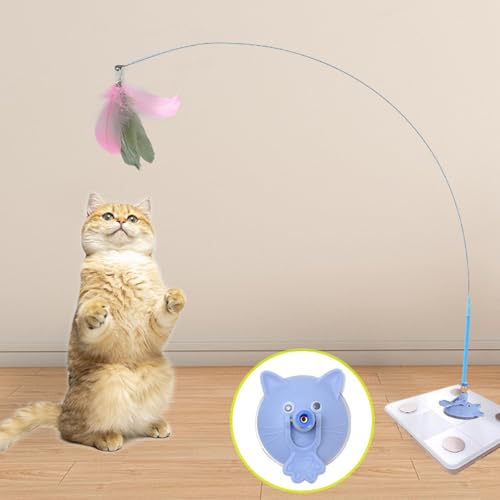 Pet Toy Kitten Teaser Wand Suction Cup Base Interactive Kitten Teaser Exercise and Entertainment for Active Felines Toy - color: Pink