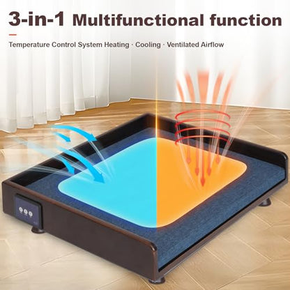 Smart Pet Bed, Downward Suction Ventilation, 3-Speed Cooling and Warmth, Solid Wood Frame, Touch Control, 3-Color Ambient Light, Removable Washable Pad, All-Season Pet Sofa for Cats and Dogs