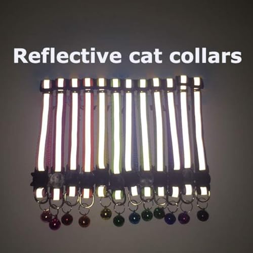 6 Pack Reflective Cat Collar with Bell, Breakaway and Safe Collars for Cats, Nylon, Pet Collar Mixed Colors Adjustable19-32cm - color: Multicolor