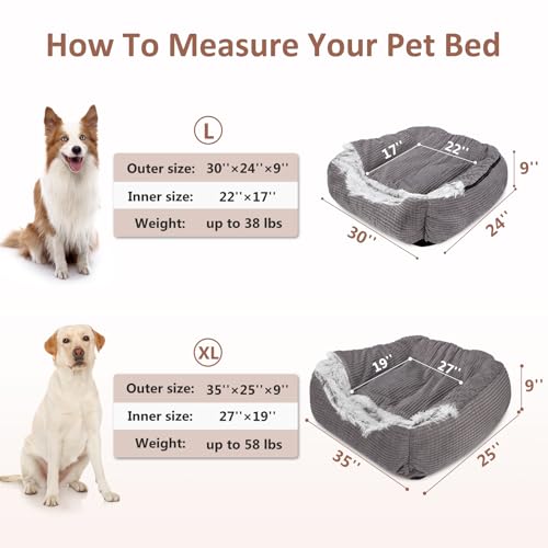MIXJOY Dog Beds for Large Medium Small Dogs, Rectangle Cave Hooded Blanket Puppy Bed, Luxury Orthopedic Cat Beds for Indoor Cats, Warmth and Machine Washable (35 inches, Grey) - size: 35.0"L x 25.0"W x 9.0"Th