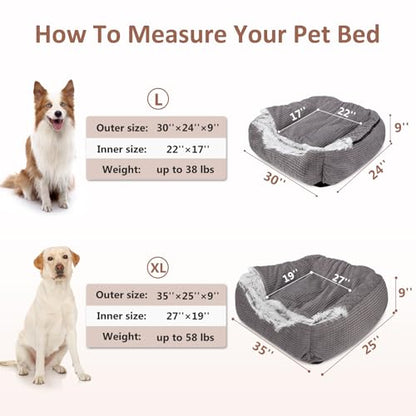 MIXJOY Dog Beds for Large Medium Small Dogs, Rectangle Cave Hooded Blanket Puppy Bed, Luxury Orthopedic Cat Beds for Indoor Cats, Warmth and Machine Washable (35 inches, Grey) - size: 35.0"L x 25.0"W x 9.0"Th