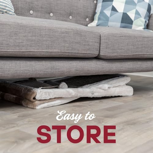 TRIXIE Miguel Fold and Store Cat Hammock, Indoor Cat Furniture with Dangling Toys, Scratching Pad, and Cave, Taupe/Light Gray - color: Greige