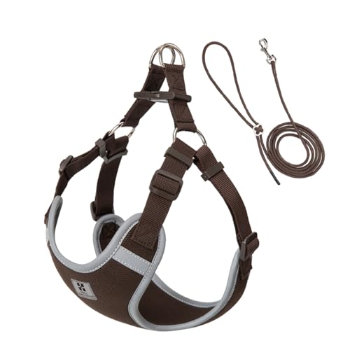 Dog Harness, Reflective No-Pull Pet Vest Harness for Small Medium Dogs, Adjustable Breathable Sandwich Mesh Fabric Harness for Walking Hiking Outdoor (Brown, XXXXS) - color: Brown, size: XXXXS