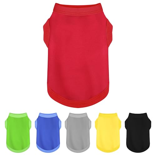 Elevate Your Dog's Fashion Quotient with Colorful and Breathable Sleeveless Cotton Shirts! Perfect Pet Apparel for Small to Medium Dogs Red XXS - color: Red, size: XXS-(1~3lb) | Chest(~11.8")