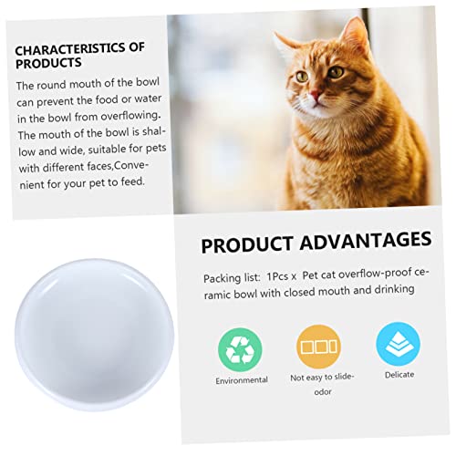 Happyyami Ceramic Cat Food Bowl with Non-Slip Base Prevents Whisker Fatigue Easy to Pet Feeder for Cats and Dogs for Water Dry Wet Food