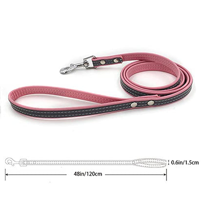 Custom Personalized Reflective Cat Dog Collar and Leash Set with Engraved Name Plate Pink Puppy Kitty Dog Cat Collar and 4 FT Leash Set for Small Medium Large Girl Boy Dogs Cats - color: Pink, size: XS (6.3-8.7in)